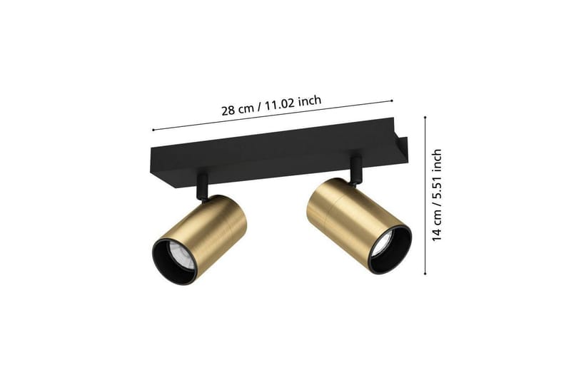 Spotlight Eglo Cumaribo Svart/Messing 2 Lamper - 2 Lamper - Belysning - Lyspærer & lyskilder - Spotlights & downlights