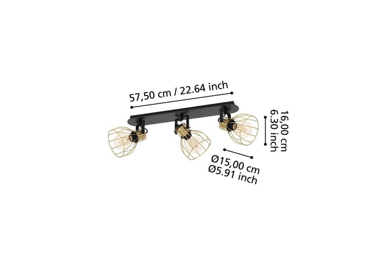 Spotlight Eglo Sambatello med 3 lamper - Svart/Messing - Belysning - Lyspærer & lyskilder - Spotlights & downlights