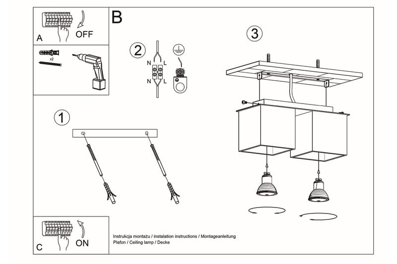 Quad Spotlight 2 Pærer Svart - Sollux Lighting - Spotlights & downlights - Takspotlight