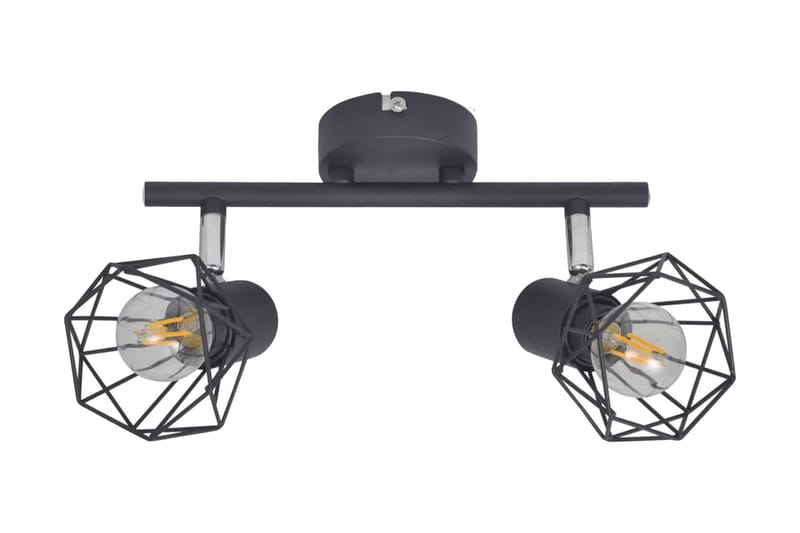 Sort spotlight, trådramme i industriell stil med 2 LED lys - Svart - Belysning - Lyspærer & lyskilder - Spotlights & downlights - Spotlight skinne