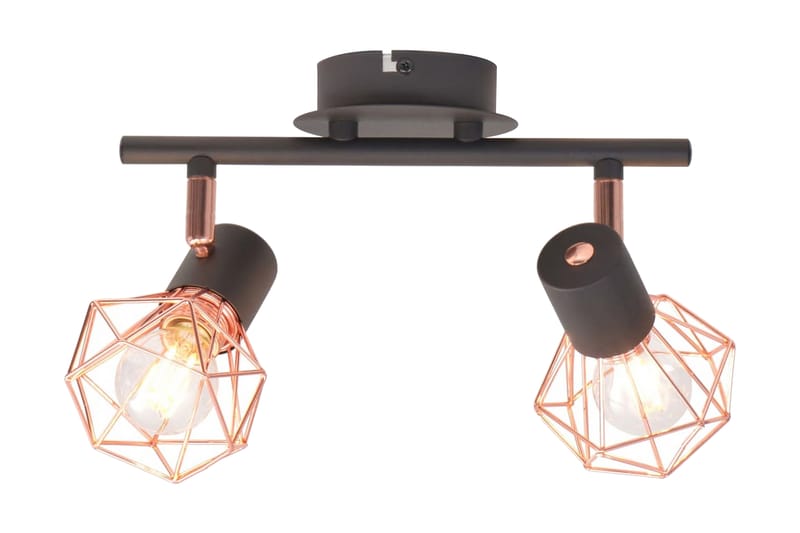 Taklampe med 2 spotlys E14 svart og kobber - Svart/Kobber - Belysning - Lyspærer & lyskilder - Spotlights & downlights - Spotlight skinne