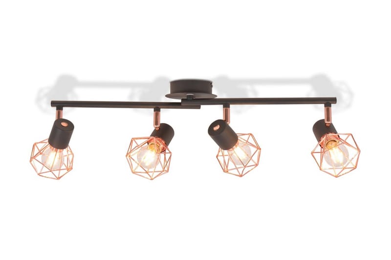 Taklampe med 4 spotlys E14 svart og kobber - Svart/Kobber - Belysning - Lyspærer & lyskilder - Spotlights & downlights - Spotlight skinne