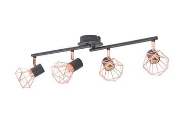 Taklampe med 4 spotlys E14 svart og kobber - Svart/Kobber - Belysning - Lyspærer & lyskilder - Spotlights & downlights - Spotlight skinne