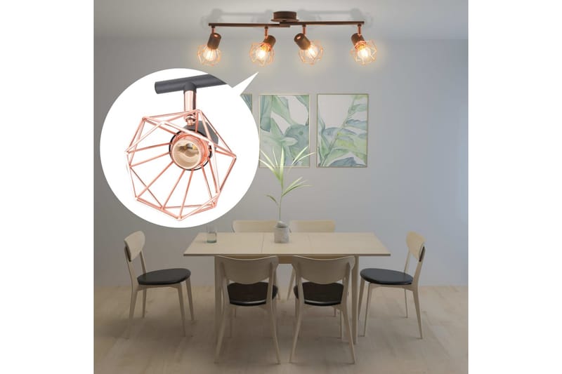 Taklampe med 4 spotlys E14 svart og kobber - Svart/Kobber - Belysning - Lyspærer & lyskilder - Spotlights & downlights - Spotlight skinne