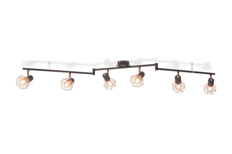 Taklampe med 6 spotter E14 svart og kobber - Svart/Kobber - Spotlight skinne - Soveromslampe