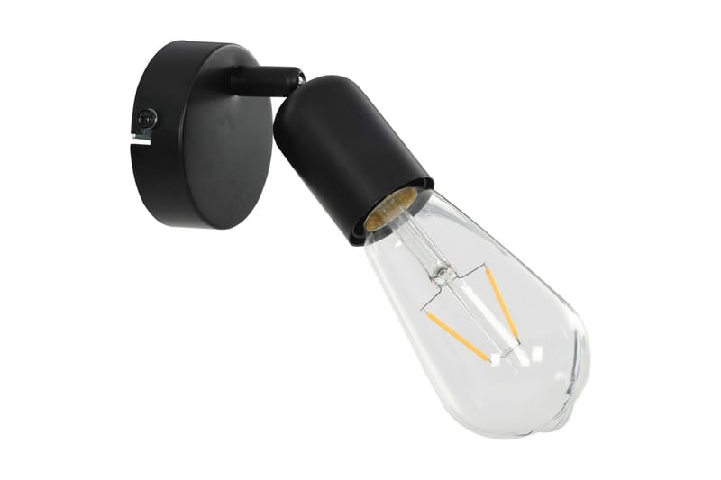 Spotlys 2 stk med glødelamper 2 W svart E27 - Svart - Spotlights & downlights - Veggspotlight