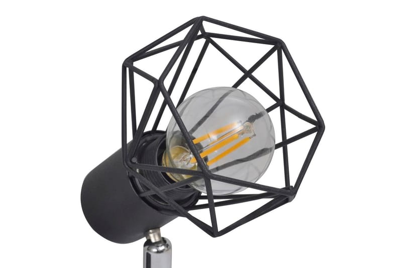 Spotlys industrielt design med 4 LED-glødelamper - Svart - Spotlight skinne - Soveromslampe