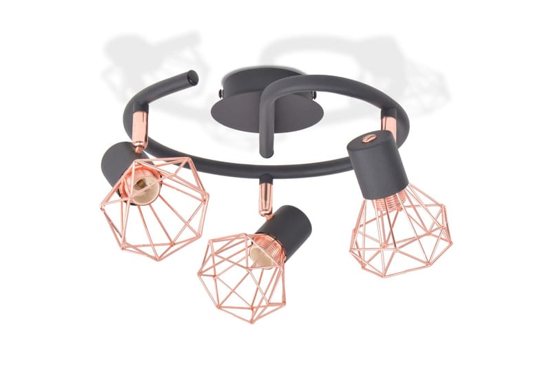 Taklampe med 3 spotlys E14 svart og kobber - Svart/Kobber - Belysning - Lyspærer & lyskilder - Spotlights & downlights - Takspotlight