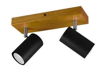 Trio Lighting Marley spot 2L GU10 matt svart/tre - Matt svart/Natur - Belysning - Lyspærer & lyskilder - Spotlights & downlights - Spotlight skinne