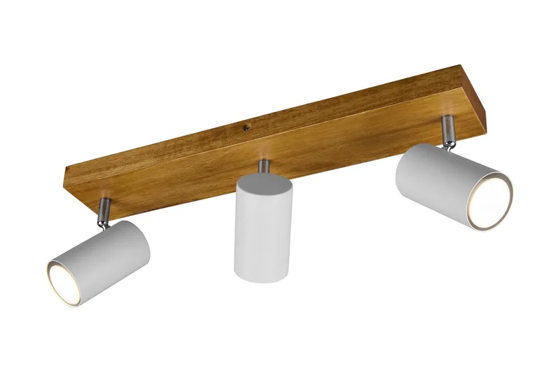 Trio Lighting Marley spot 3L GU10 matt hvit/tre - Belysning - Lyspærer & lyskilder - Spotlights & downlights - Spotlight skinne