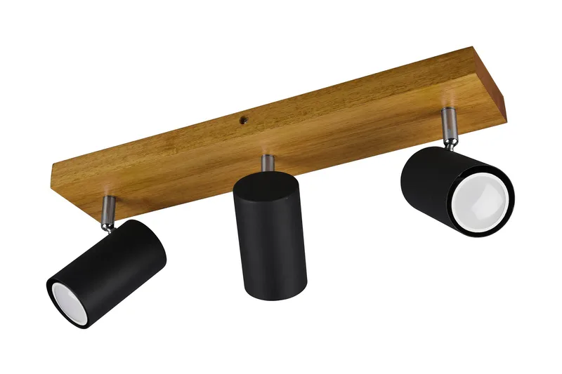 Trio Lighting Marley spot 3L GU10 matt svart/tre - Matt svart/Natur - Belysning - Lyspærer & lyskilder - Spotlights & downlights - Spotlight skinne