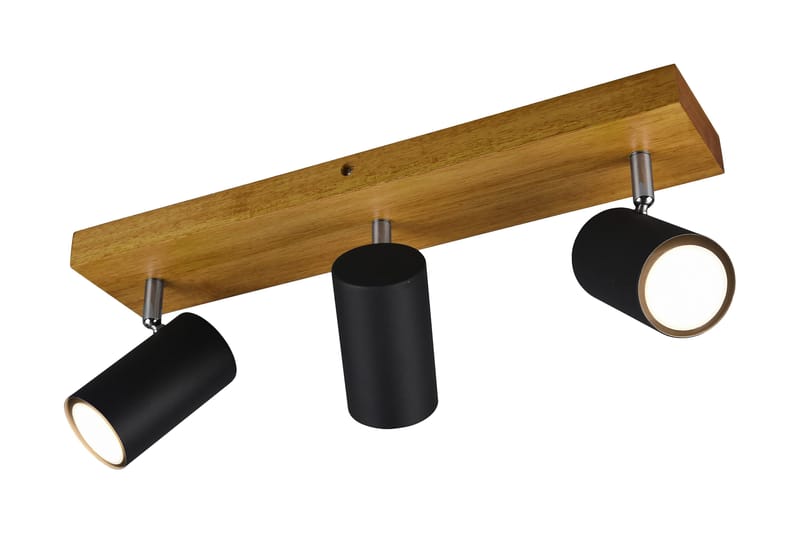 Trio Lighting Marley spot 3L GU10 matt svart/tre, Matt svart/Natur