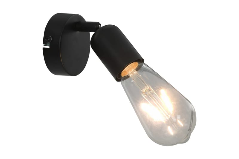 Spotlys 2 stk med glødelamper 2 W svart E27 - Svart - Spotlights & downlights - Veggspotlight