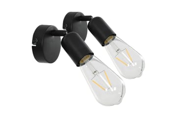 Spotlys 2 stk med glødelamper 2 W svart E27 - Svart - Belysning - Lyspærer & lyskilder - Spotlights & downlights - Veggspotlight