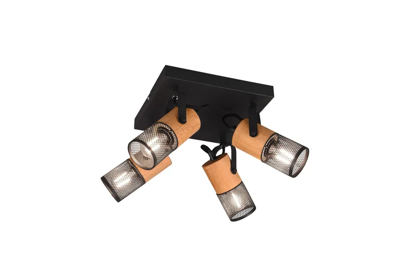 Trio Lighting Tosh spot 4L E27 matt sort, Natur/Matt svart