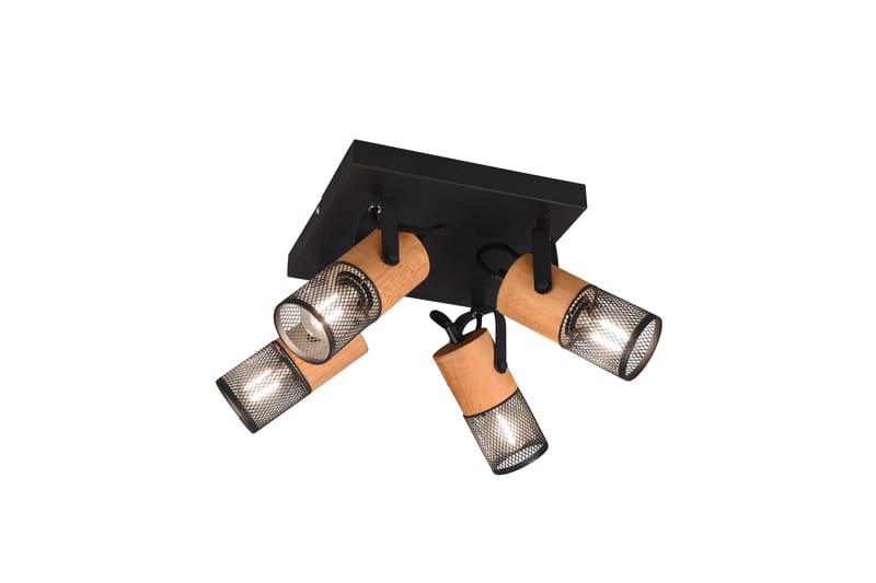 Trio Lighting Tosh spot 4L E27 matt sort, Natur/Matt svart