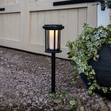 Alippa solcellepullert 44 cm - svart med røykfarget glass - Belysning - Utebelysning