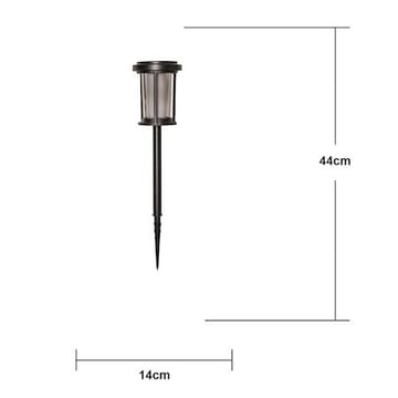 Alippa solcellepullert 44 cm - svart med røykfarget glass - Belysning - Utebelysning