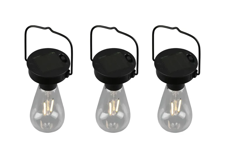 Campus Hengelampe Solcell med skumringssensor 3 st Mattsvart - Belysning - Utebelysning - Solcelle utelys & solcellelamper