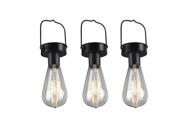 Campus Hengelampe Solcell med skumringssensor 3 st Mattsvart - Belysning - Utebelysning - Solcelle utelys & solcellelamper