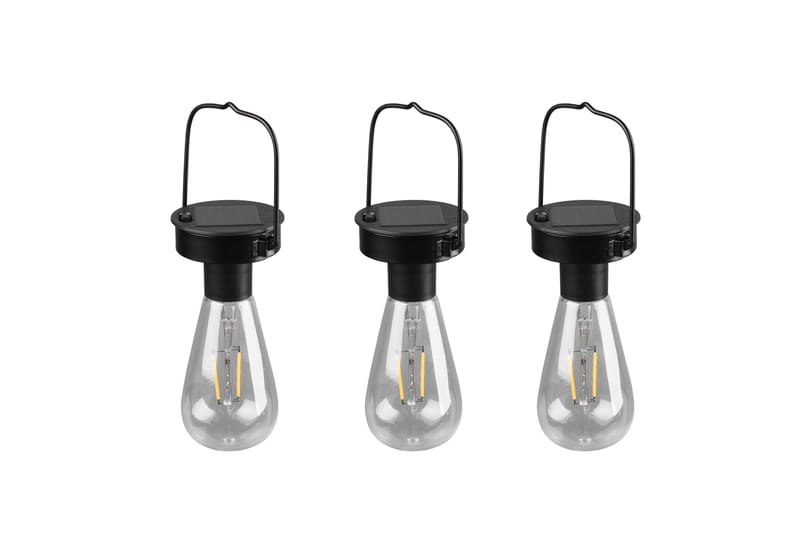 Campus Hengelampe Solcell med skumringssensor 3 st Mattsvart - Belysning - Utebelysning - Solcelle utelys & solcellelamper