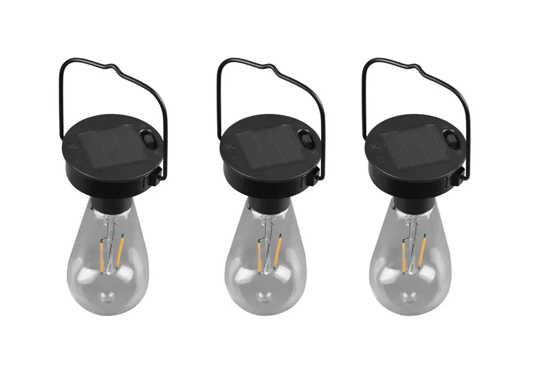 Campus Hengelampe Solcell med skumringssensor 3 st Mattsvart - Belysning - Utebelysning - Solcelle utelys & solcellelamper
