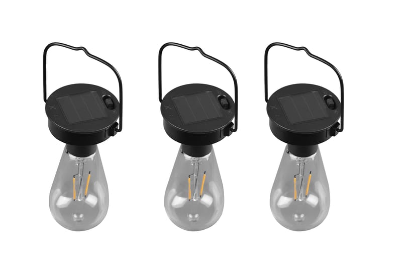 Campus Hengelampe Solcell med skumringssensor 3 st Mattsvart - Belysning - Utebelysning - Solcelle utelys & solcellelamper