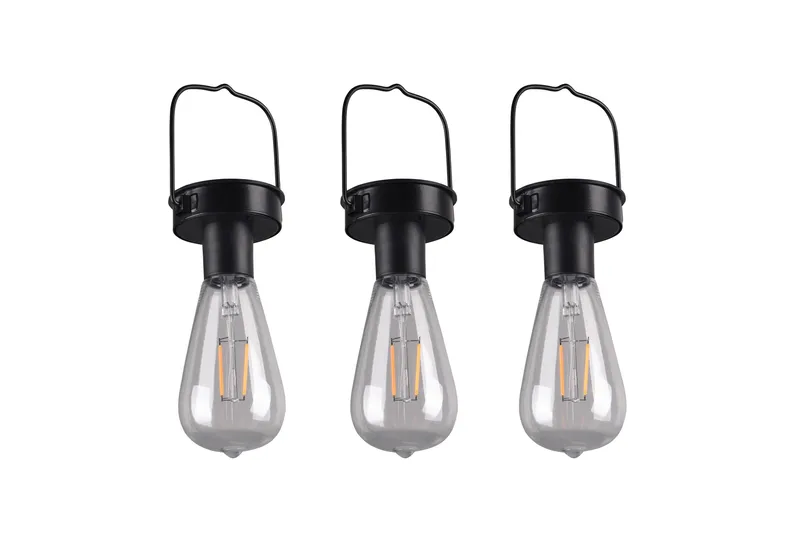 Campus Hengelampe Solcell med skumringssensor 3 st Mattsvart - Belysning - Utebelysning - Solcelle utelys & solcellelamper