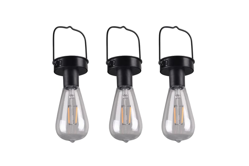 Campus Hengelampe Solcell med skumringssensor 3 st Mattsvart - Belysning - Utebelysning - Solcelle utelys & solcellelamper