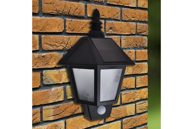 Soldrevne vegglamper 2 stk med bevegelsessensor svart - Belysning - Utebelysning - Fasadebelysning