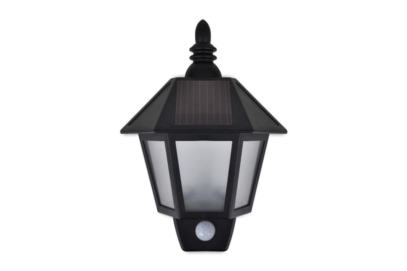 Soldrevne vegglamper 2 stk med bevegelsessensor svart - Belysning - Utebelysning - Fasadebelysning