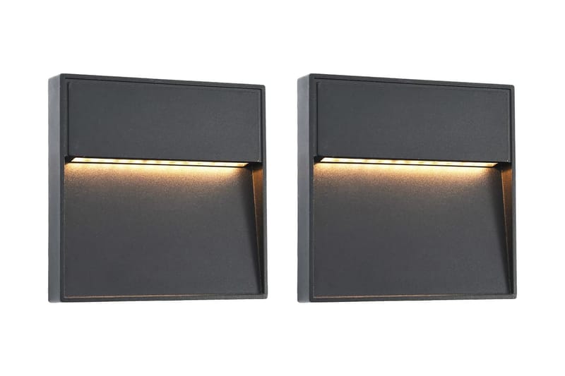 Utendørs LED-vegglamper 2 stk 3 W svart firkantet - Belysning - Utebelysning - Fasadebelysning