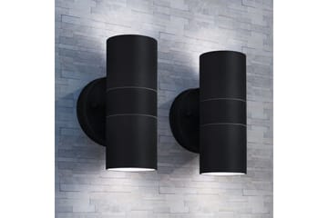 Utendørs vegglampe 2 stk rustfritt stål opp/ned - Svart - Belysning - Utebelysning - Fasadebelysning
