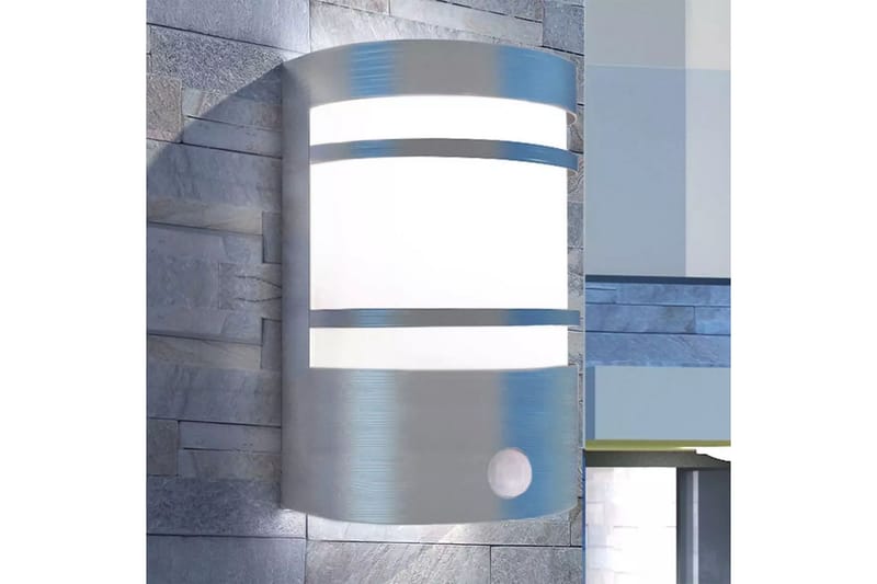Utendørs Vegglampe med Sensor Rustfritt Stål - Sølv - Utebelysning - Fasadebelysning - Entrébelysning