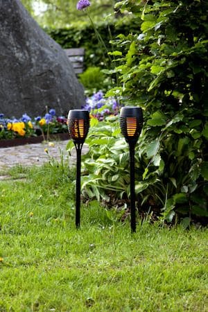 Flame 2-pakning solcellefakkel - svart - Belysning - Utebelysning - Solcelle utelys & solcellelamper