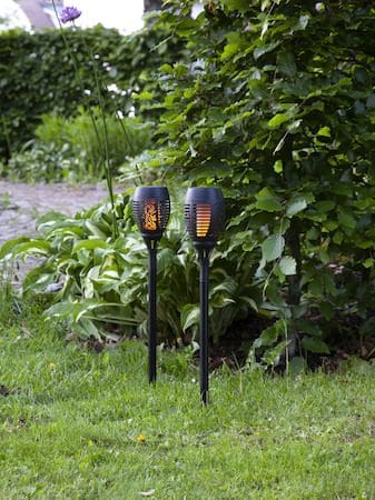 Flame 2-pakning solcellefakkel - svart - Belysning - Utebelysning - Solcelle utelys & solcellelamper