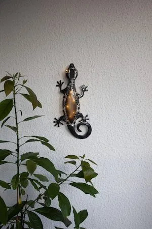 Gecko solcelledekorasjon 27 cm, svart