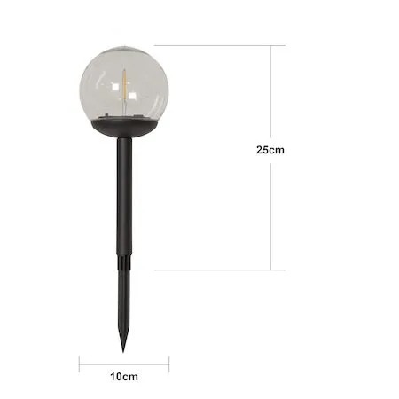 Globe 3-pakning solcellepullert 25 cm - svart og klar - Belysning - Utebelysning