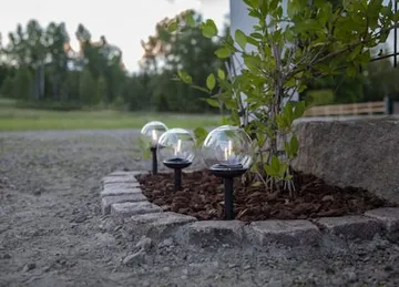 Globe 3-pakning solcellepullert 25 cm - svart og klar - Belysning - Utebelysning