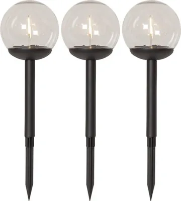 Globe 3-pakning solcellepullert 25 cm - svart og klar - Belysning - Utebelysning