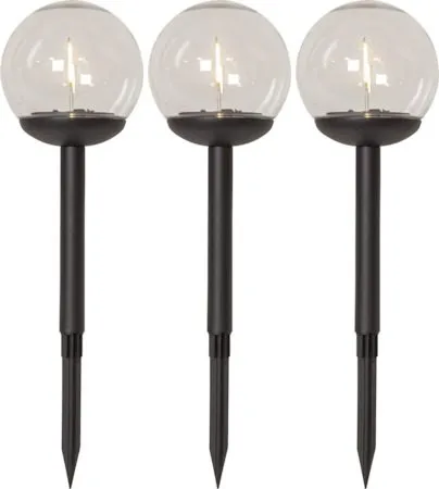 Globe 3-pakning solcellepullert 25 cm - svart og klar - Belysning - Utebelysning