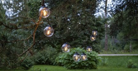 Globe solcellelysslynge 10 cm - svart og transparent - Belysning - Utebelysning - Solcelle utelys & solcellelamper