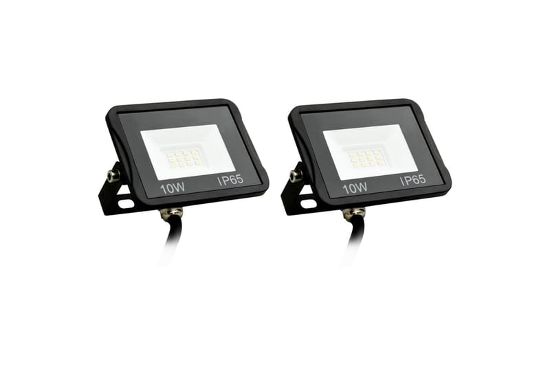 LED-flomlys 2 stk 10 W kaldhvit - Svart - Lyskaster - Utebelysning - Fasadebelysning