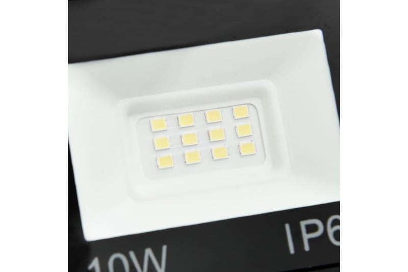 LED-flomlys 2 stk 10 W kaldhvit - Svart - Fasadebelysning - Utebelysning - Lyskaster
