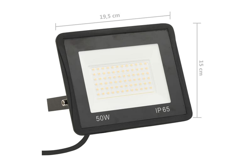 LED-flomlys 2 stk 50 W kaldhvit - Svart - Fasadebelysning - Utebelysning - Lyskaster