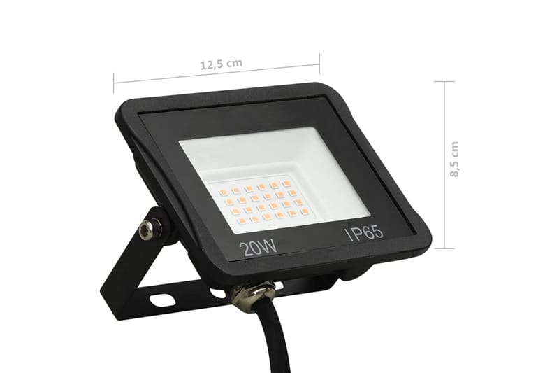 LED-flomlys 20 W varmhvit - Svart - Belysning - Utebelysning