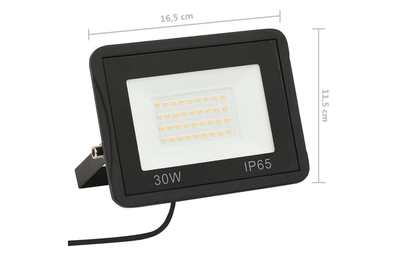 LED-flomlys 30 W varmhvit - Svart - Fasadebelysning - Utebelysning - Lyskaster