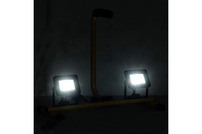 LED-flomlys med håndtak 2x10 W kaldhvit - Svart - Lyskaster - Utebelysning - Fasadebelysning