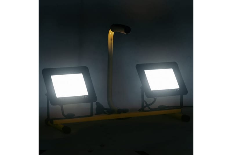 LED-flomlys med håndtak 2x50 W kaldhvit - Svart - Belysning - Utebelysning