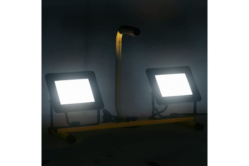 LED-flomlys med håndtak 2x50 W kaldhvit - Svart - Lyskaster - Utebelysning - Fasadebelysning